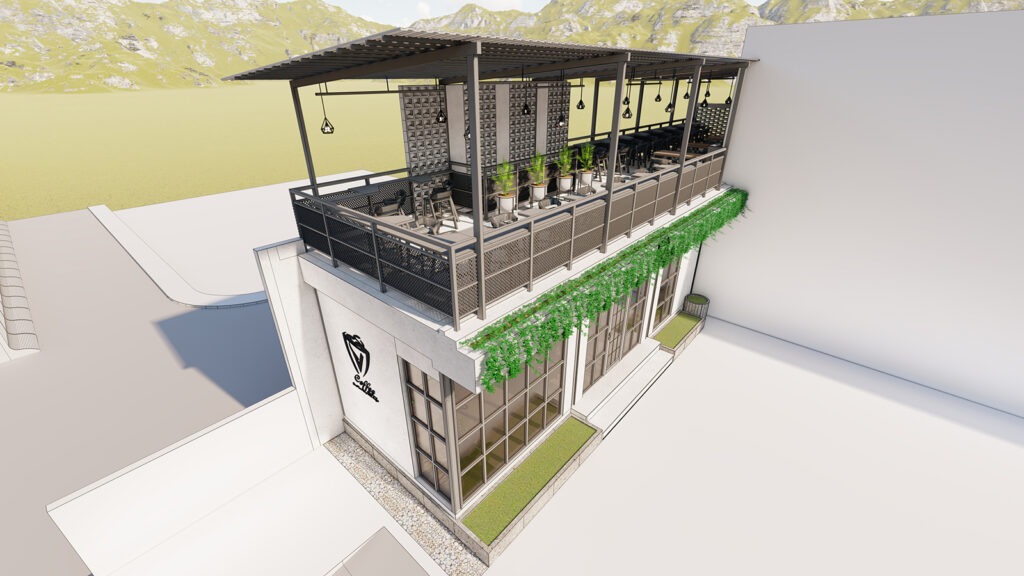 desain arsitektur cafe di jawa timur tema industrial
