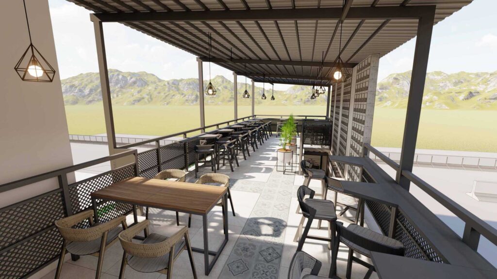 rooftop lantai dua desain cafe sederhana di jawa timur