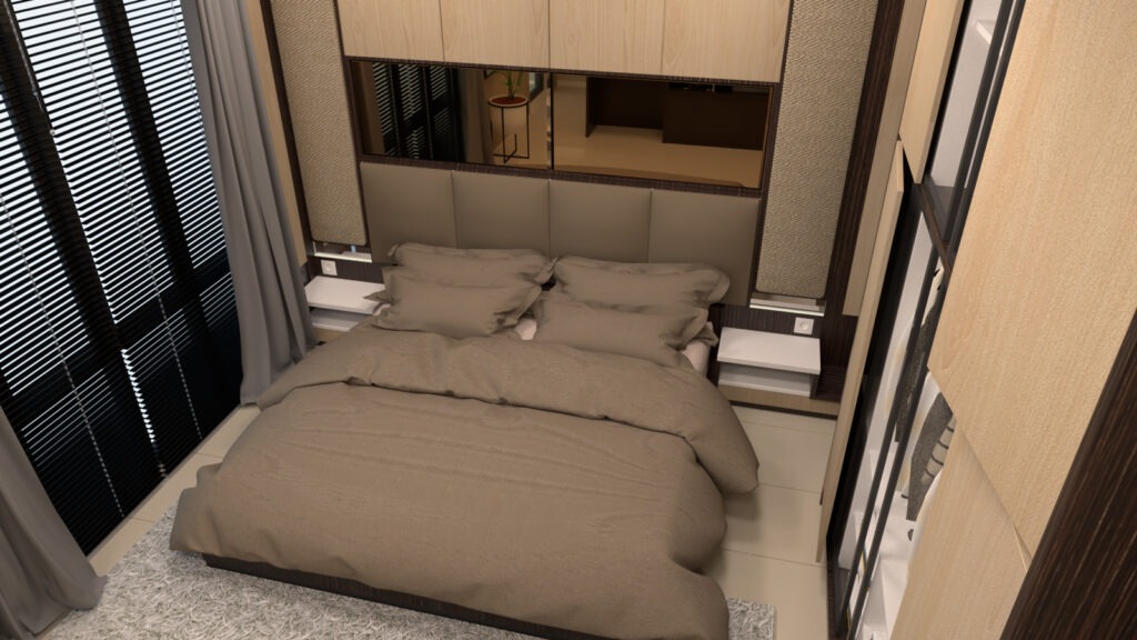 jasa interior kamar tema modern tampak atas
