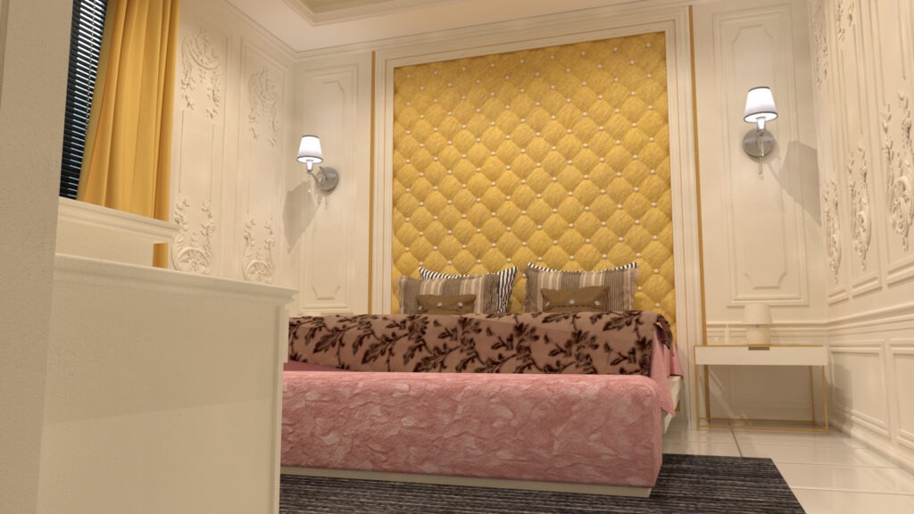 Tampak Bawah Kamar Melihat Kasur dan Backruound Kasur Tema Classic