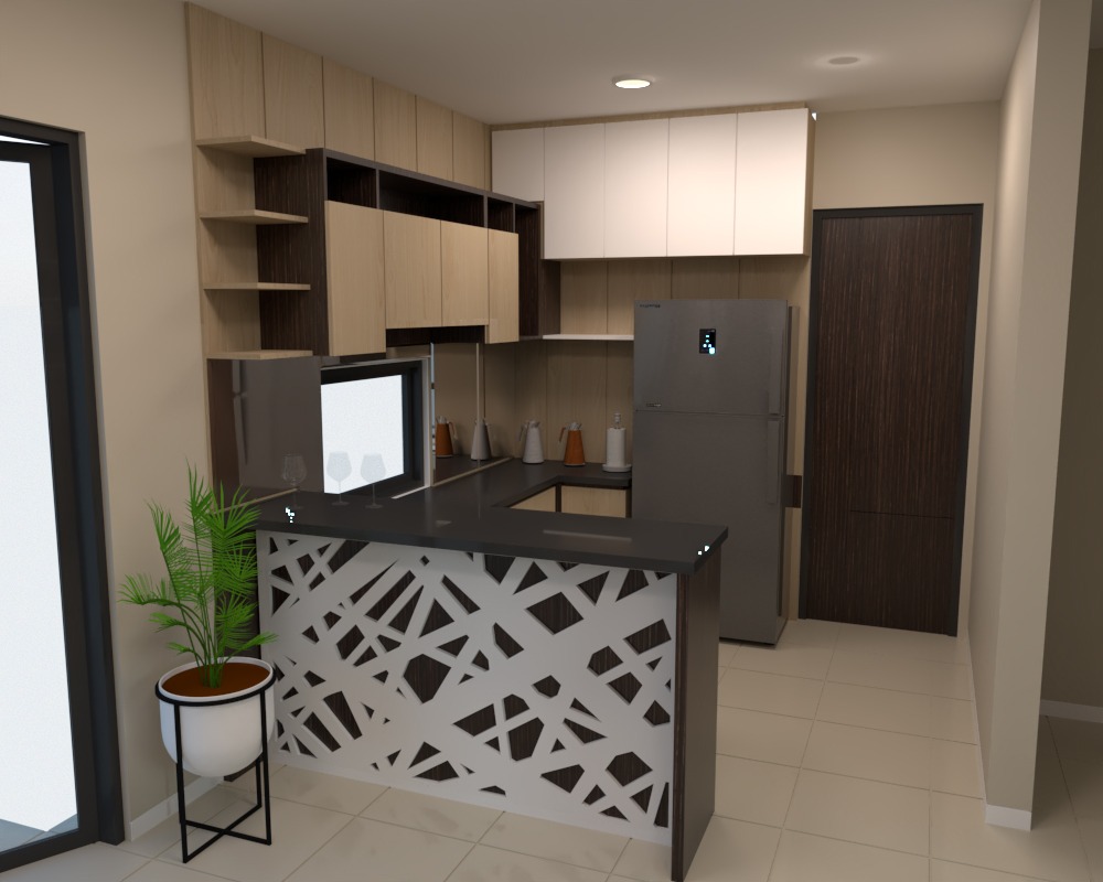 tampak depan dapur bersih modern