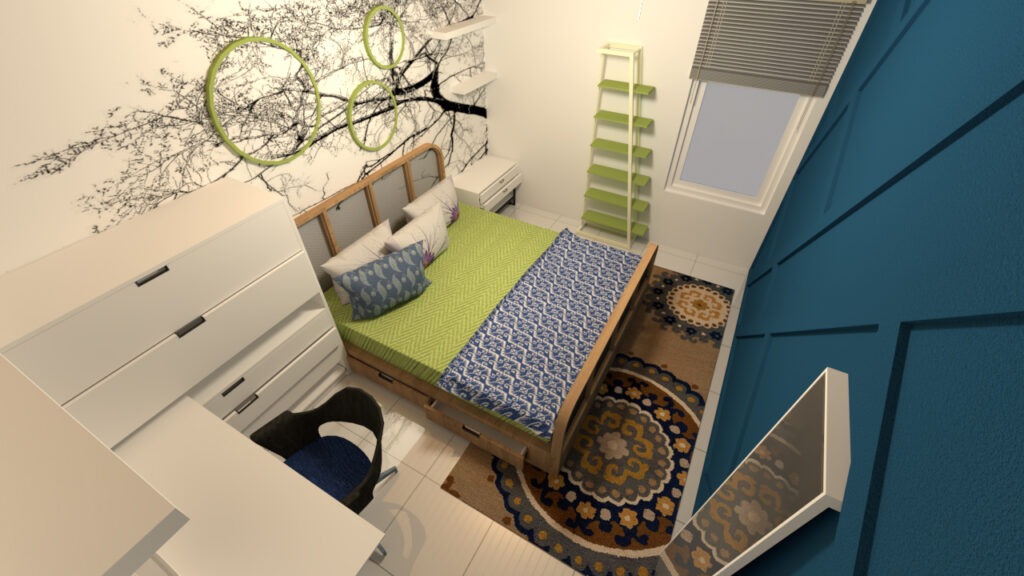 dekorasi kamar tidur remaja sempit dan sederhana