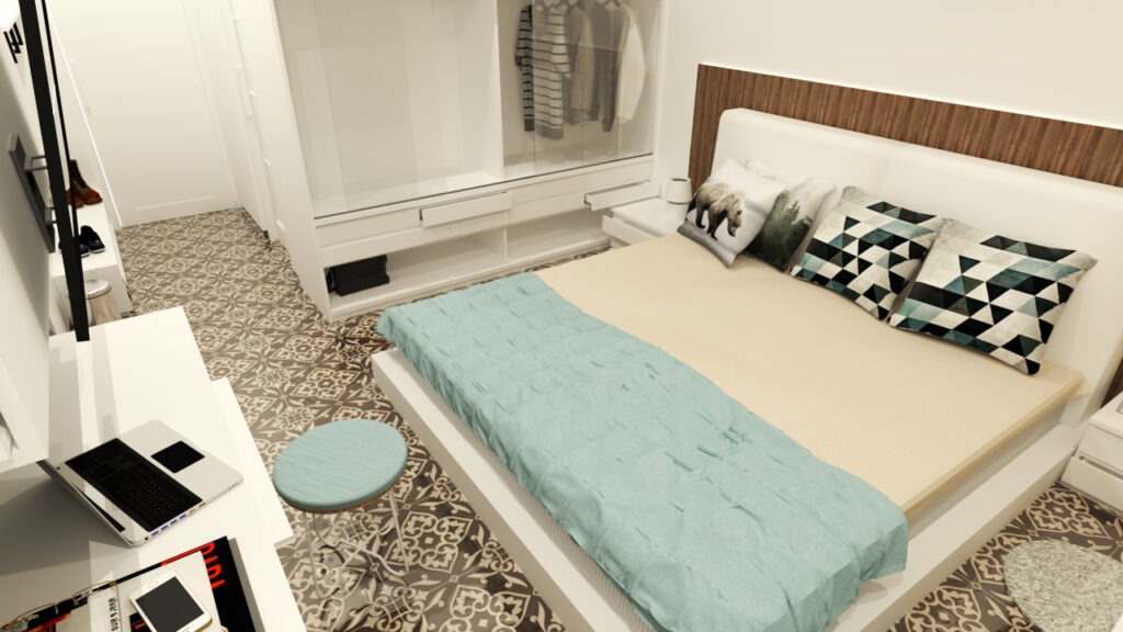 lemari pakaian dan kasur kamar minimalis sederhana