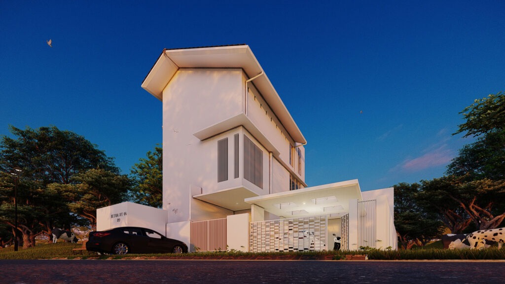 tampak rumah dari sore hari dari kanan