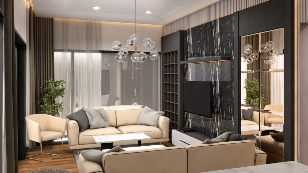 Interior Ruang Keluarga di Perumahan Modern