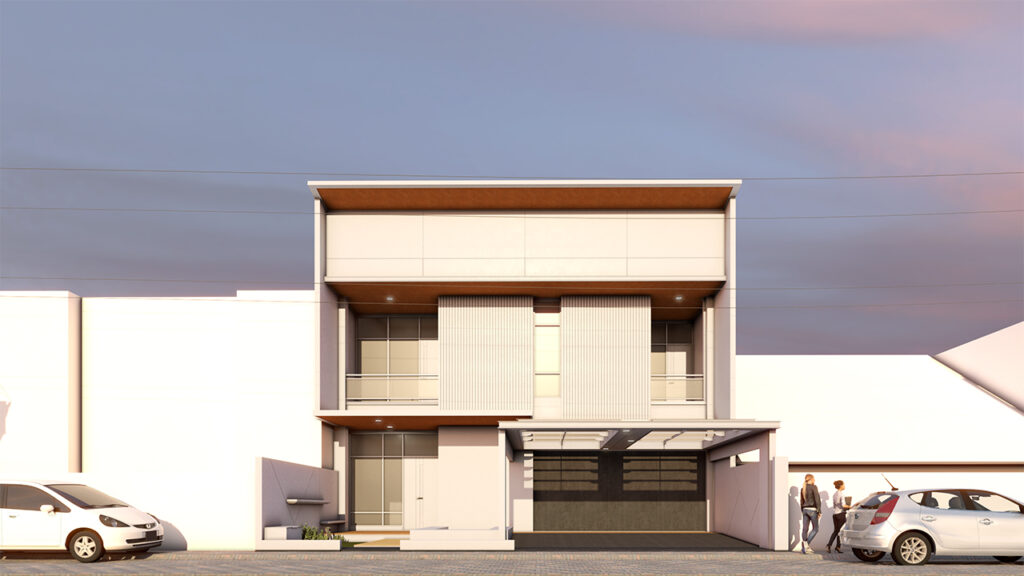 fasad rumah pada sore hari