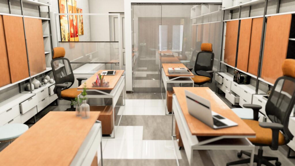 desain ruangan kantor tema minimalis sederhana