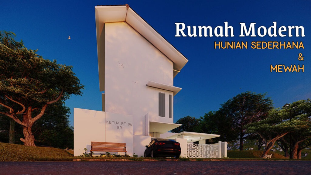 thumpnail rumah estetik minimalis sore tampak samping